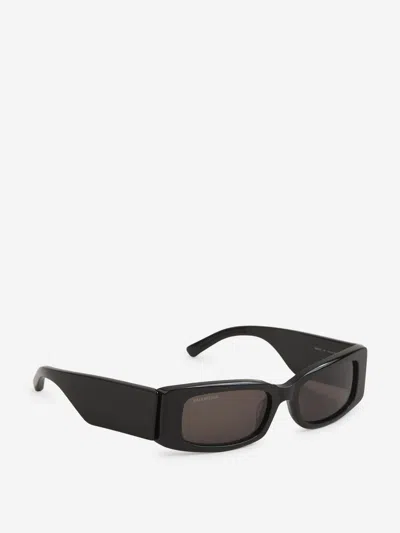 Shop Balenciaga Max Rectangular Sunglasses In Blanc I Negre