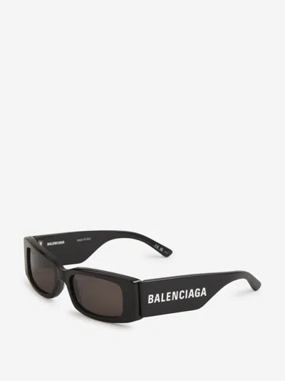 Shop Balenciaga Max Rectangular Sunglasses In Blanc I Negre