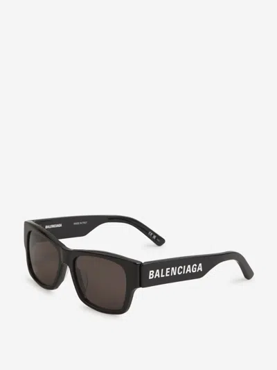 Shop Balenciaga Max Square Rectangular Sunglasses In Logo Engraved On The Mirror