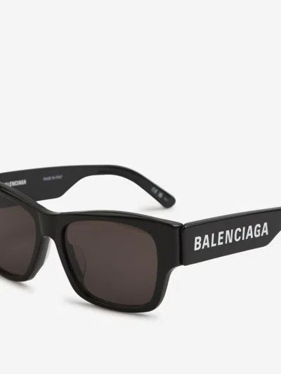 Shop Balenciaga Max Square Rectangular Sunglasses In Logo Engraved On The Mirror