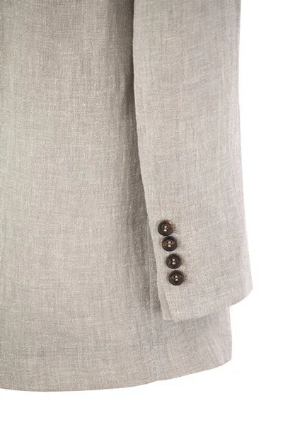 Shop Brunello Cucinelli Lessivé Linen Canvas Jacket In Grey