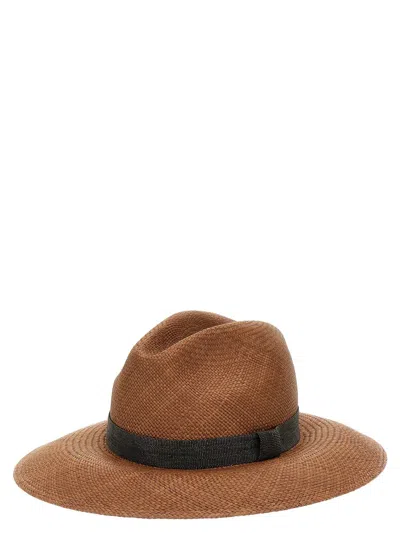 Shop Brunello Cucinelli Straw Hat 'monile' In Brown