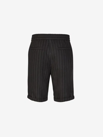 Shop Brunello Cucinelli Striped Linen Bermuda Shorts In Striped Motif