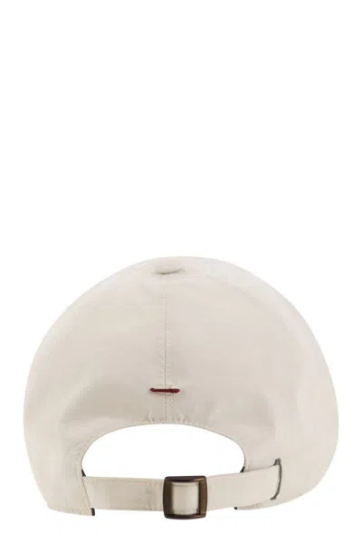 Shop Brunello Cucinelli Water-repellent Microfibre Baseball Cap With Contrasting Details And Embroidered  In Pearl
