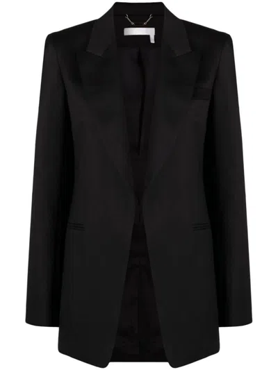 Chloé Open-front Ramie Blazer In Black