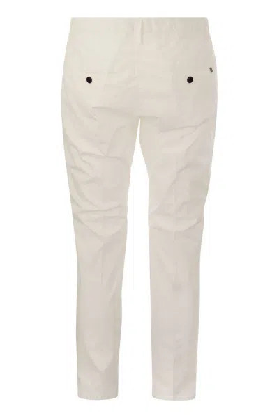 Shop Dondup Alfredo - Slim-fit Cotton Trousers In White