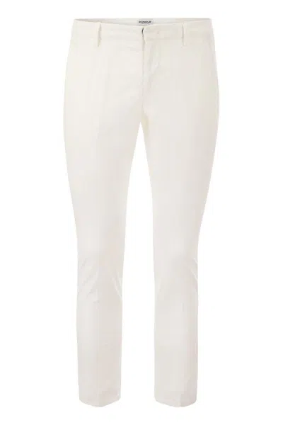 Shop Dondup Alfredo - Slim-fit Cotton Trousers In White