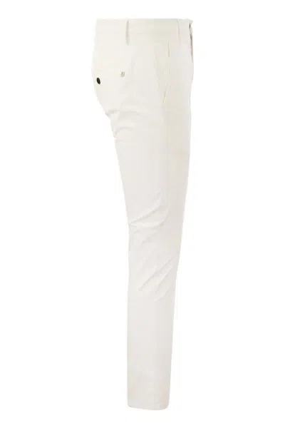 Shop Dondup Alfredo - Slim-fit Cotton Trousers In White