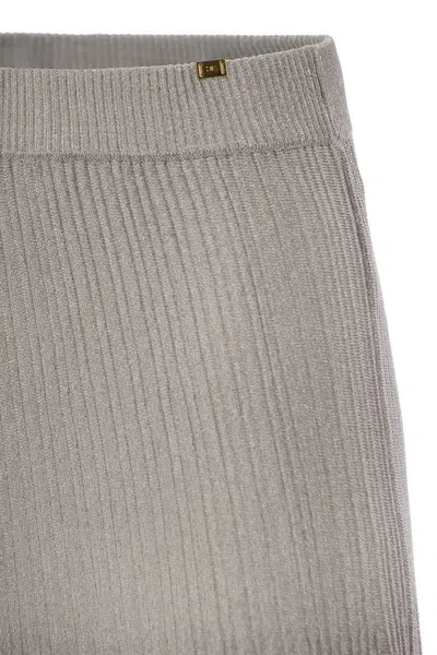 Shop Elisabetta Franchi Metallised Viscose Midi Skirt In Grey