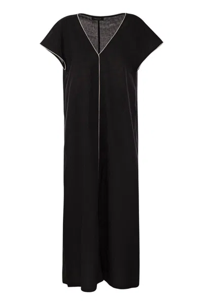 Shop Fabiana Filippi Linen V-neck Dress In Black
