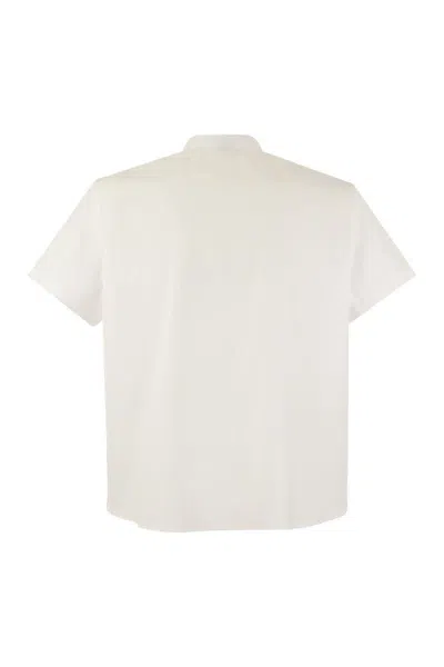 Shop Fay Mandarin Collar Shirt In White