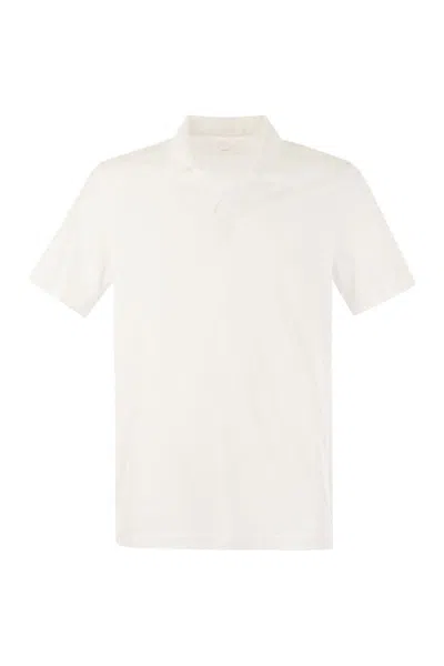 Shop Fedeli Cotton Polo Shirt With Open Collar In White