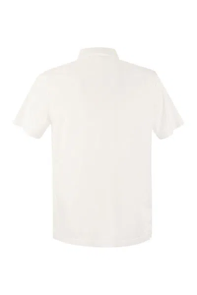 Shop Fedeli Cotton Polo Shirt With Open Collar In White