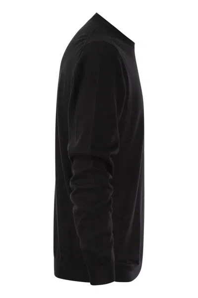 Fedeli Crew-neck Sweater In Virgin Wool In Black