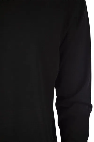 Fedeli Crew-neck Sweater In Virgin Wool In Black