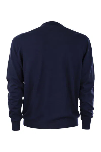 Fedeli Cotton Crew Neck Sweater In Blue