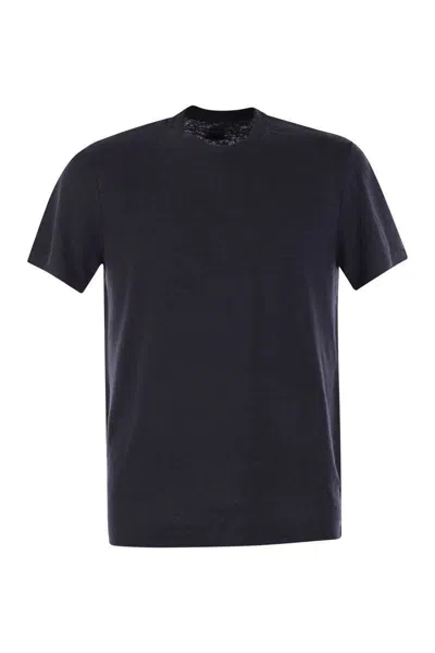 Shop Fedeli Linen Flex T-shirt In Blue