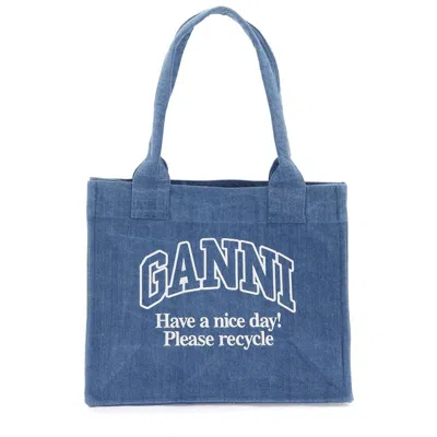 Shop Ganni Denim Tote Bag In 630
