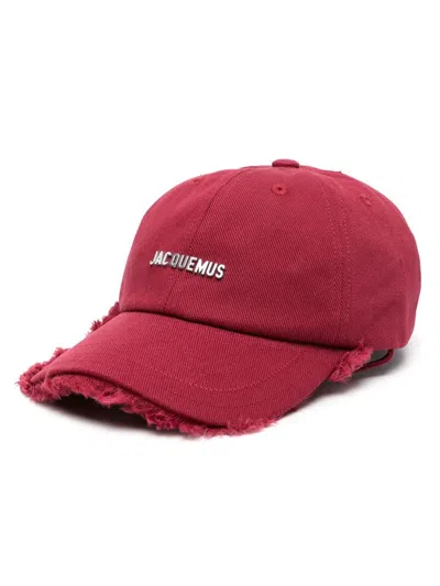 Shop Jacquemus Artichaut Baseball Cap With Fringes In Red
