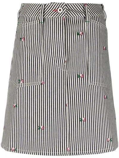 Shop Kenzo Striped Denim Skirt