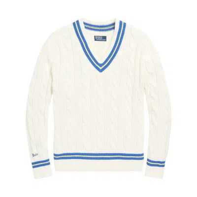 Shop Ralph Lauren Sweaters In White/blue