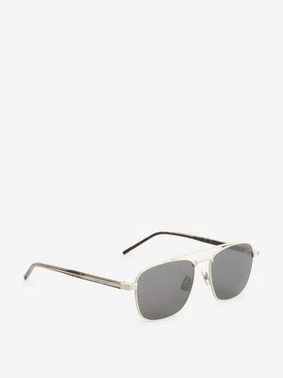 Shop Saint Laurent Aviator Sunglasses Sl 665 In Logo Engraved On The Temples