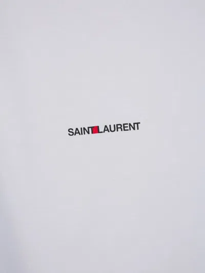 Shop Saint Laurent Cotton Logo T-shirt In Contrast Printed Logo