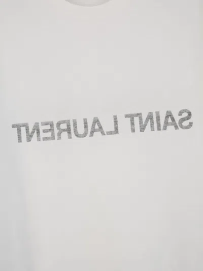 Shop Saint Laurent Cotton Logo T-shirt In Blanc