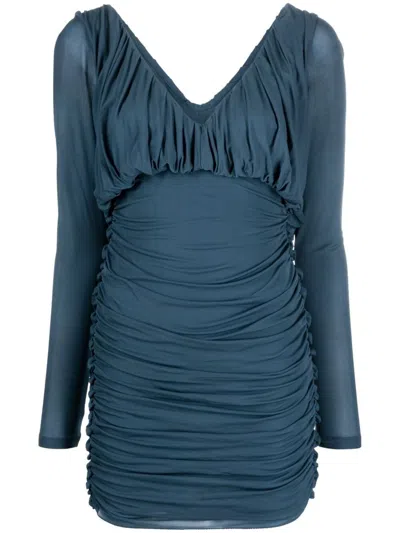 Shop Saint Laurent Short Jersey Dress In Blue