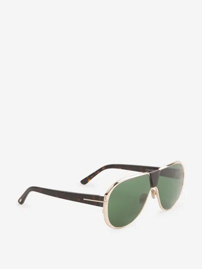 Shop Tom Ford Vincenzo Aviator Sunglasses In Daurat