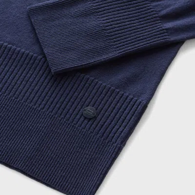 Shop Woolrich Cotton Cashmere V-neck In Maritime Blue