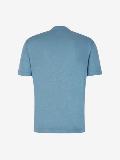 Shop Zanone Flowing Linen T-shirt In Blau