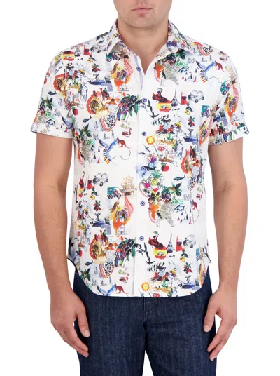Shop Robert Graham Trippin Short Sleeve Button Down Shirt In Multi