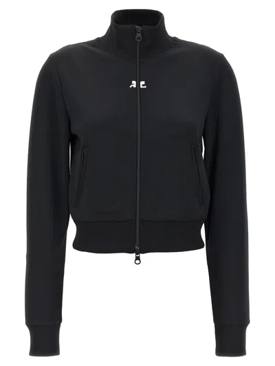 Shop Courrèges 'interlock Track' Sweatshirt In Black