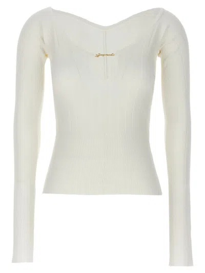 Shop Jacquemus 'le Haut Pralù' Sweater In White