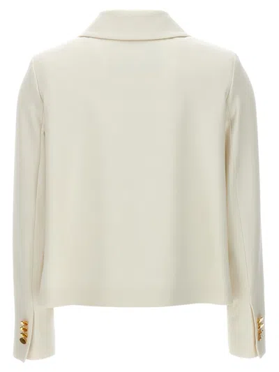 Shop Kiton Cropped Double-breasted Jacket In White