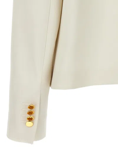 Shop Kiton Cropped Double-breasted Jacket In White