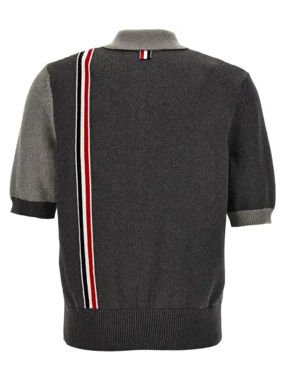 Shop Thom Browne 'fun Mix Jersey Stitch' Polo Shirt In Gray