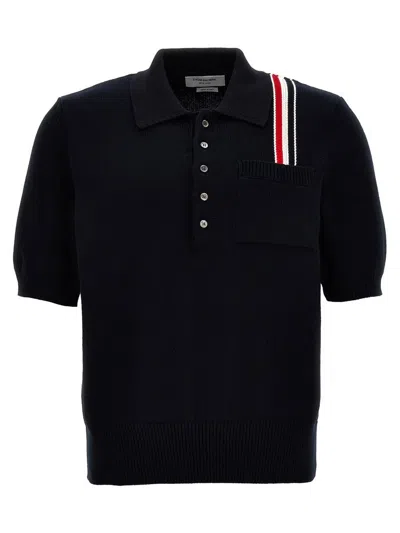 Shop Thom Browne 'jersey Stitch' Polo Shirt In Blue