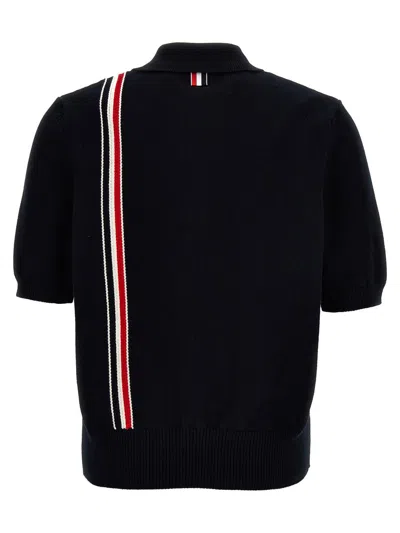 Shop Thom Browne 'jersey Stitch' Polo Shirt In Blue