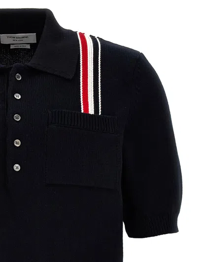 Shop Thom Browne 'jersey Stitch' Polo Shirt In Blue