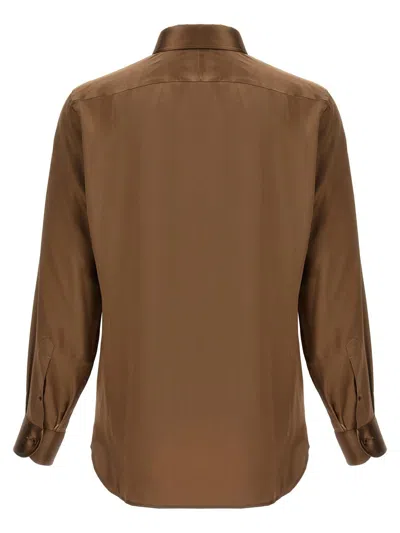 Shop Tom Ford Charmeuse Shirt In Brown