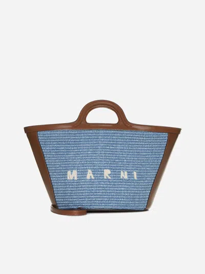 Shop Marni Tropicalia Raffia Small Bag In Opal,moca