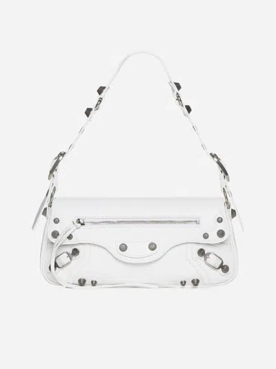Shop Balenciaga Le Cagole Sling S Leather Bag In Optic White