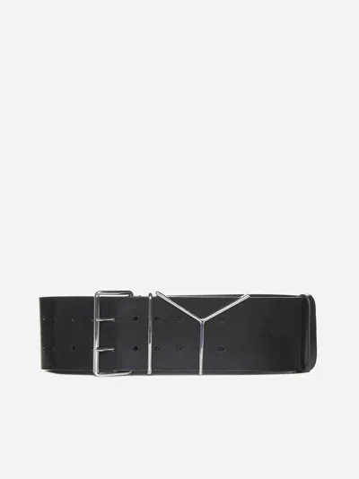 Shop Y/project Logo Leather Wide Belt In Black