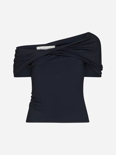 Shop Rohe Asymmetrical Off Shoulder Top In Black
