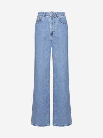 Shop Rohe Wide Leg Jeans In Denim Blue