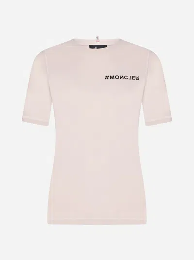 Shop Moncler Logo Jersey T-shirt In Pink