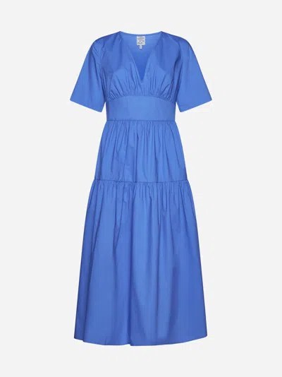 Shop Baum Und Pferdgarten Aeva Cotton Long Dress In Amparo Blue