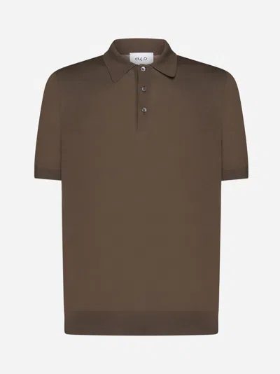 Shop D4.0 Cotton Knit Polo Shirt In Dark Brown